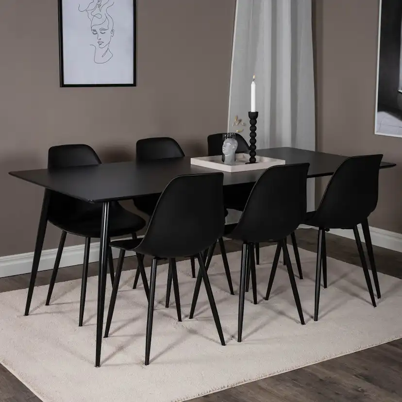 Silar Table - 180 cm-Black Melamine+Polar Chair-Black _6 Svart