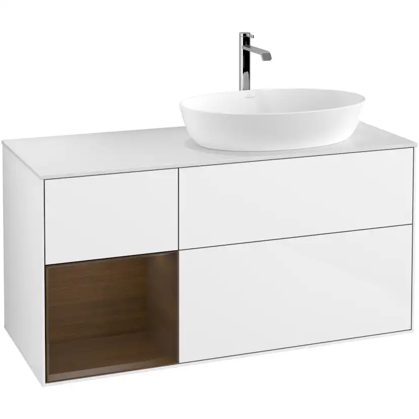 Tvättställsskåp Villeroy & Boch Finion med 3 Lådor Hylla och Bänkskiva för Ocentrerat Tvättställ från Artis & Collaro