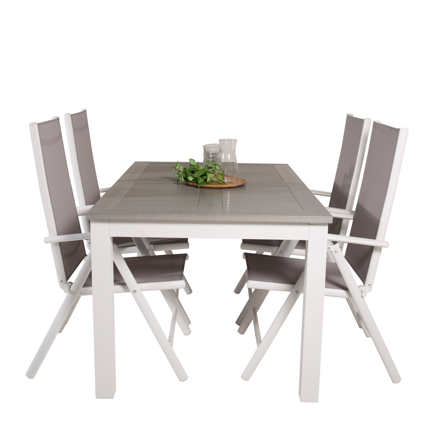Albany Dining Table 152/210*90 - White Alu / Grey Aintwood+B Vit/Grå