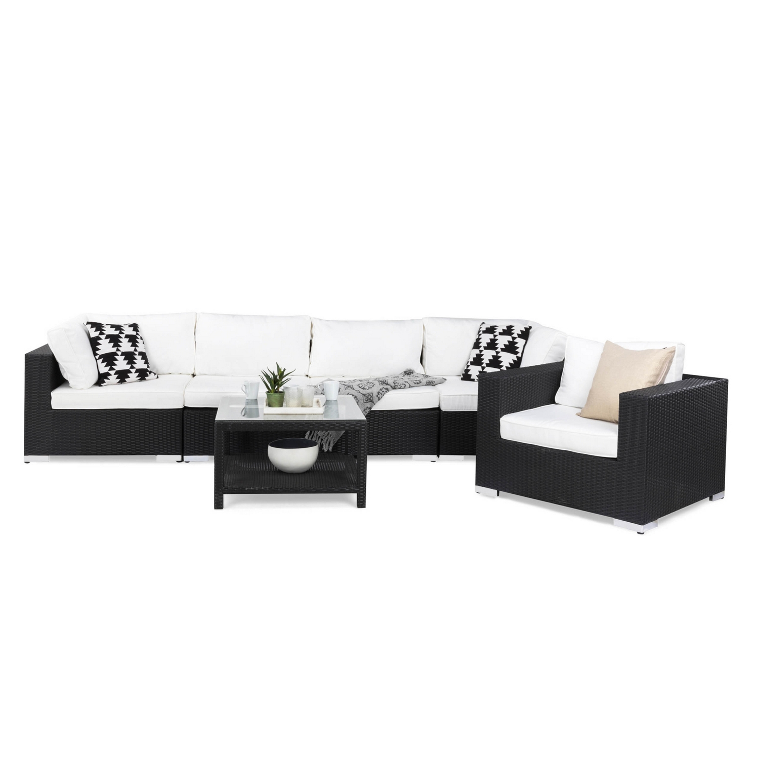 Loungegrupp Comfort Garden Bahamas 5-sits Rak med Fåtölj och Bord 75x75