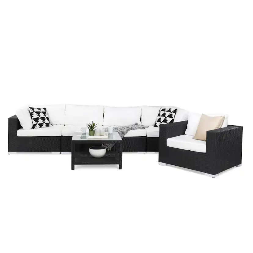 Loungegrupp Comfort Garden Bahamas 5-sits Rak med Fåtölj och Bord 75x75