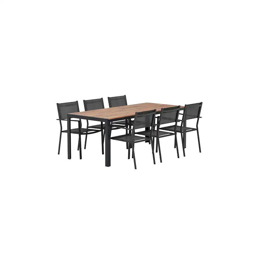 Matgrupp Utomhus Venture Home Bois 90x205 cm med 6 st Copacabana Trädgårdsstolar