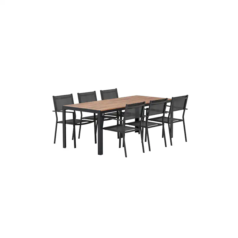 Matgrupp Utomhus Venture Home Bois 90x205 cm med 6 st Copacabana Trädgårdsstolar