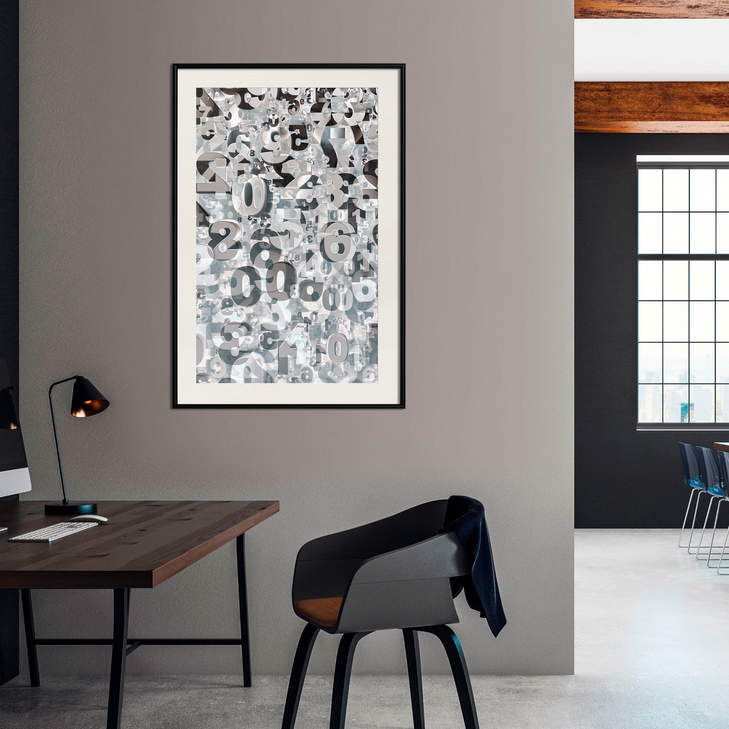 Affisch - Numerology [Poster] 30x45 Svart ram med passepartout, 30x45 cm