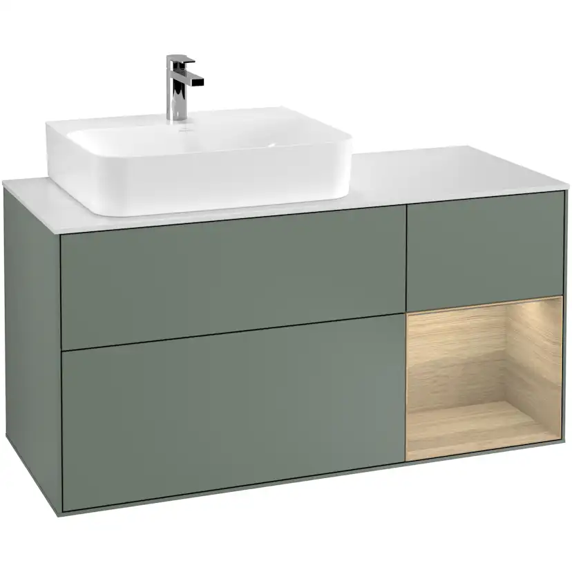 Tvättställsskåp Villeroy & Boch Finion med 3 Lådor Hylla och Bänkskiva för Ocentrerat Tvättställ