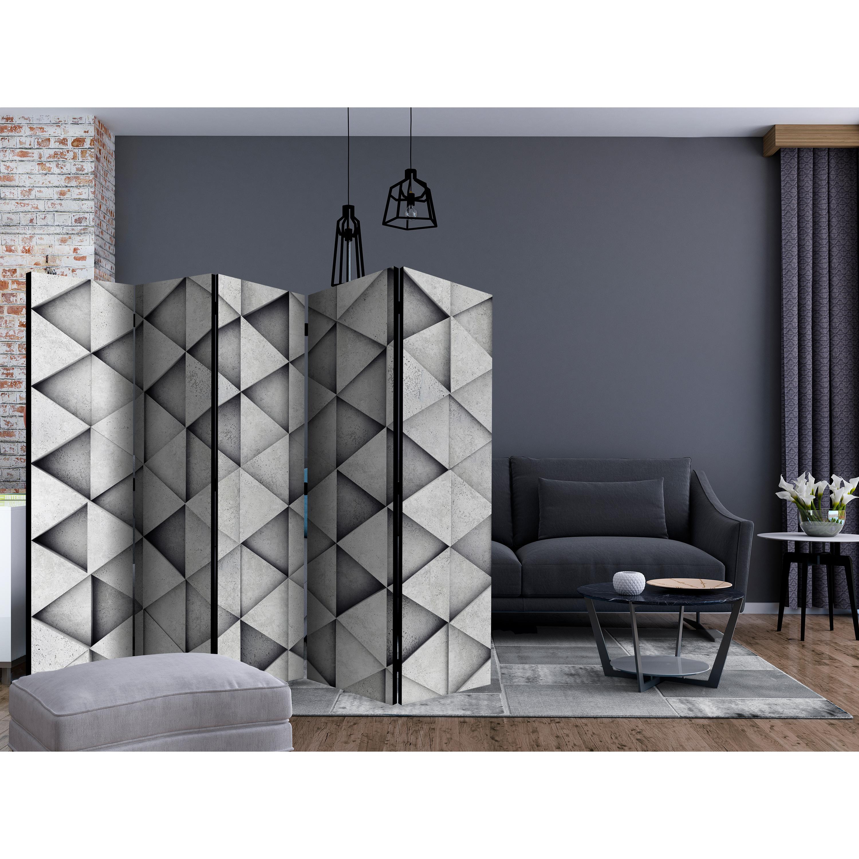 Rumsavdelare Skärmvägg Arkiio Grey Triangles II 225x172 cm