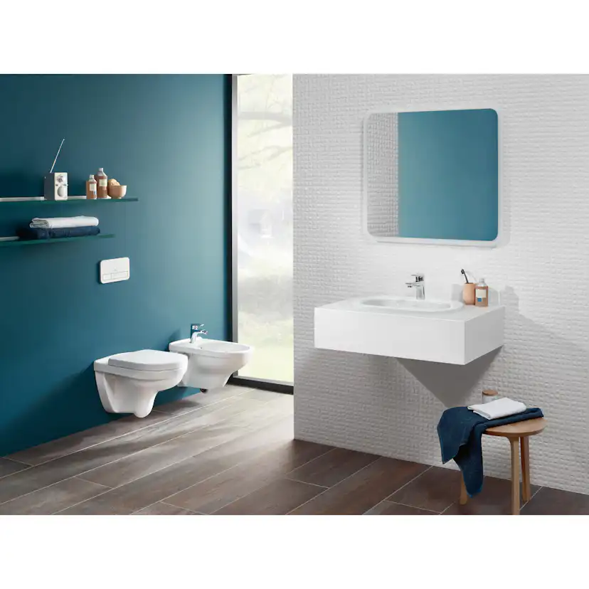 Vägghängd toalett Villeroy & Boch O.novo 5660H101 Vit Alpin, utan Ceramic Plus med Toalettsits, med spolkant