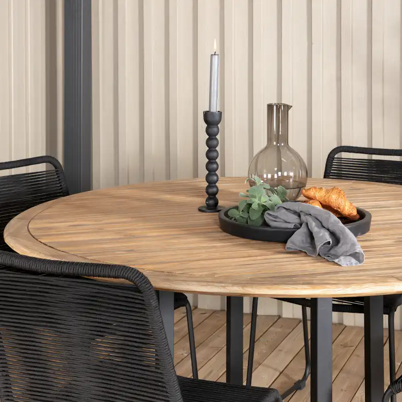 Matgrupp Venture Home Zurc med 4 Lumi Stapelbara Matstolar