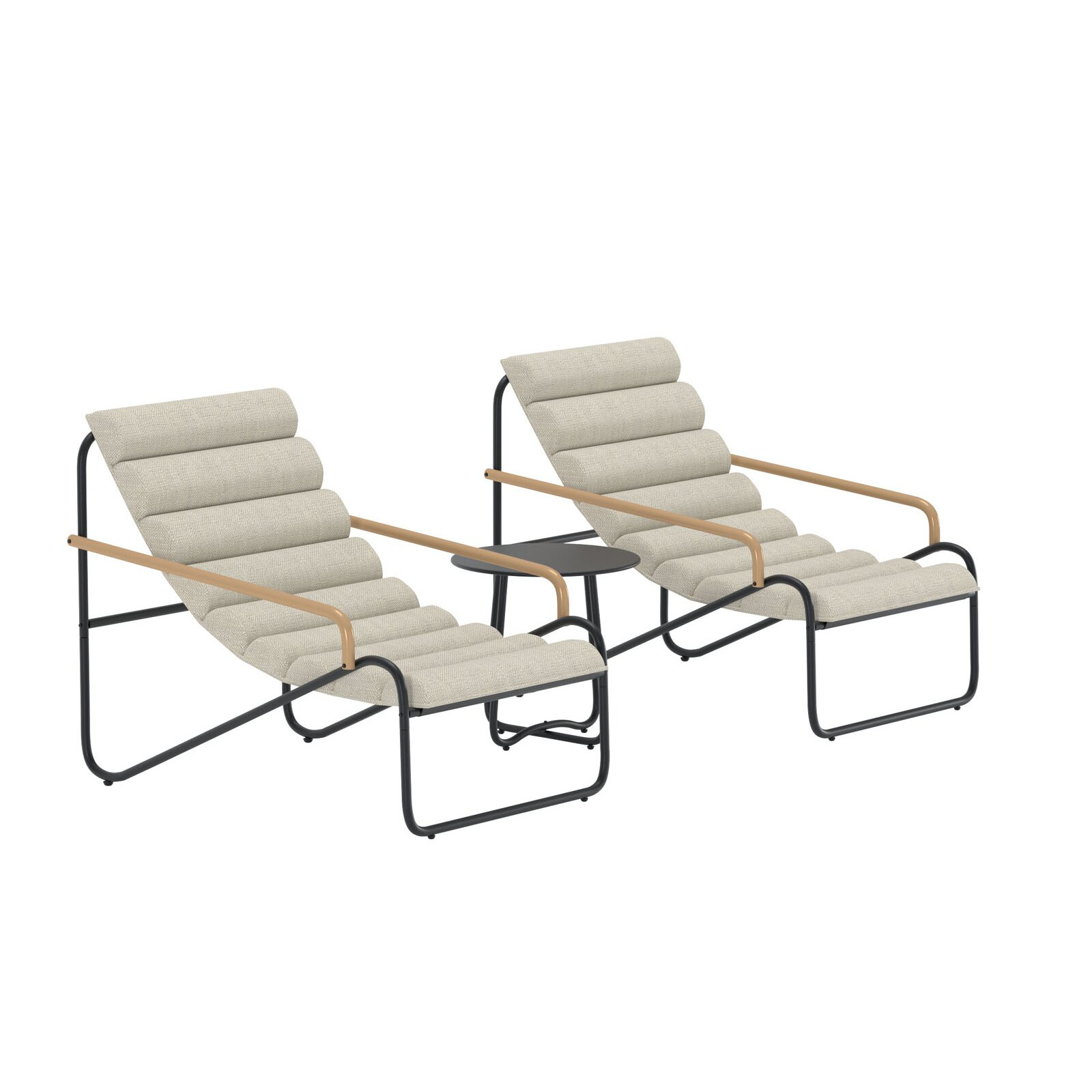 Ithaka Lounge Set - Black / Beige Stomme: Svart