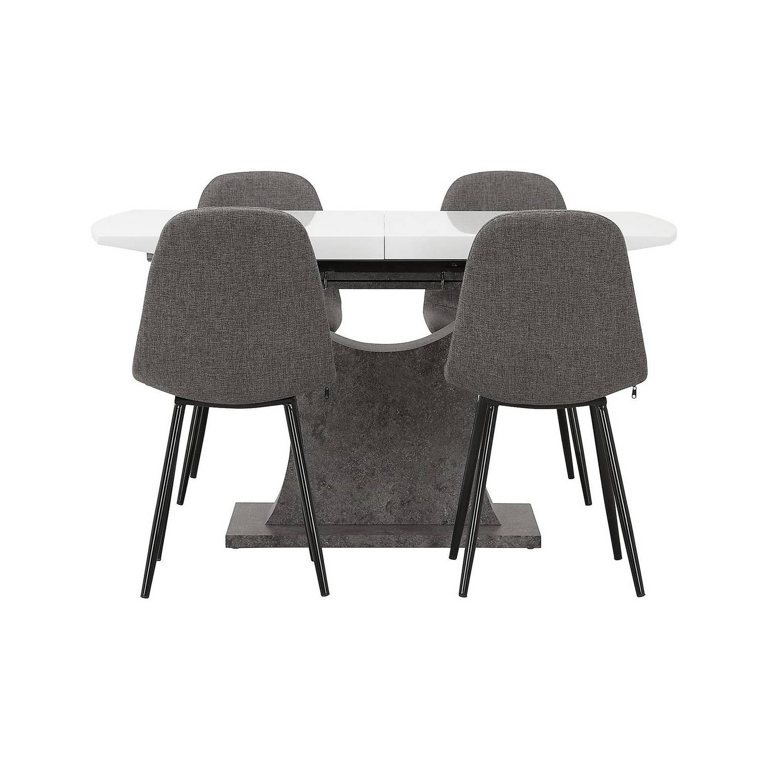 Matgrupp Concept 55 Azusa Rektangulärt Matbord 140-180 cm Förlängningsbartt med 4 John Matstol