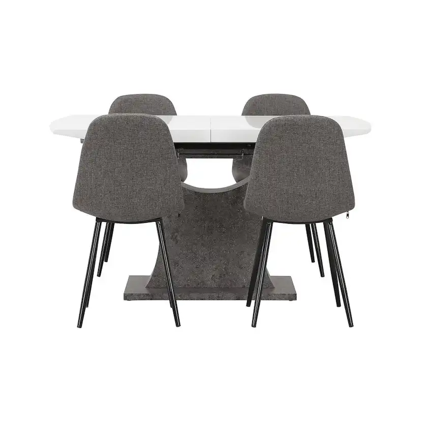 Matgrupp Concept 55 Azusa Rektangulärt Matbord 140-180 cm Förlängningsbartt med 4 John Matstol