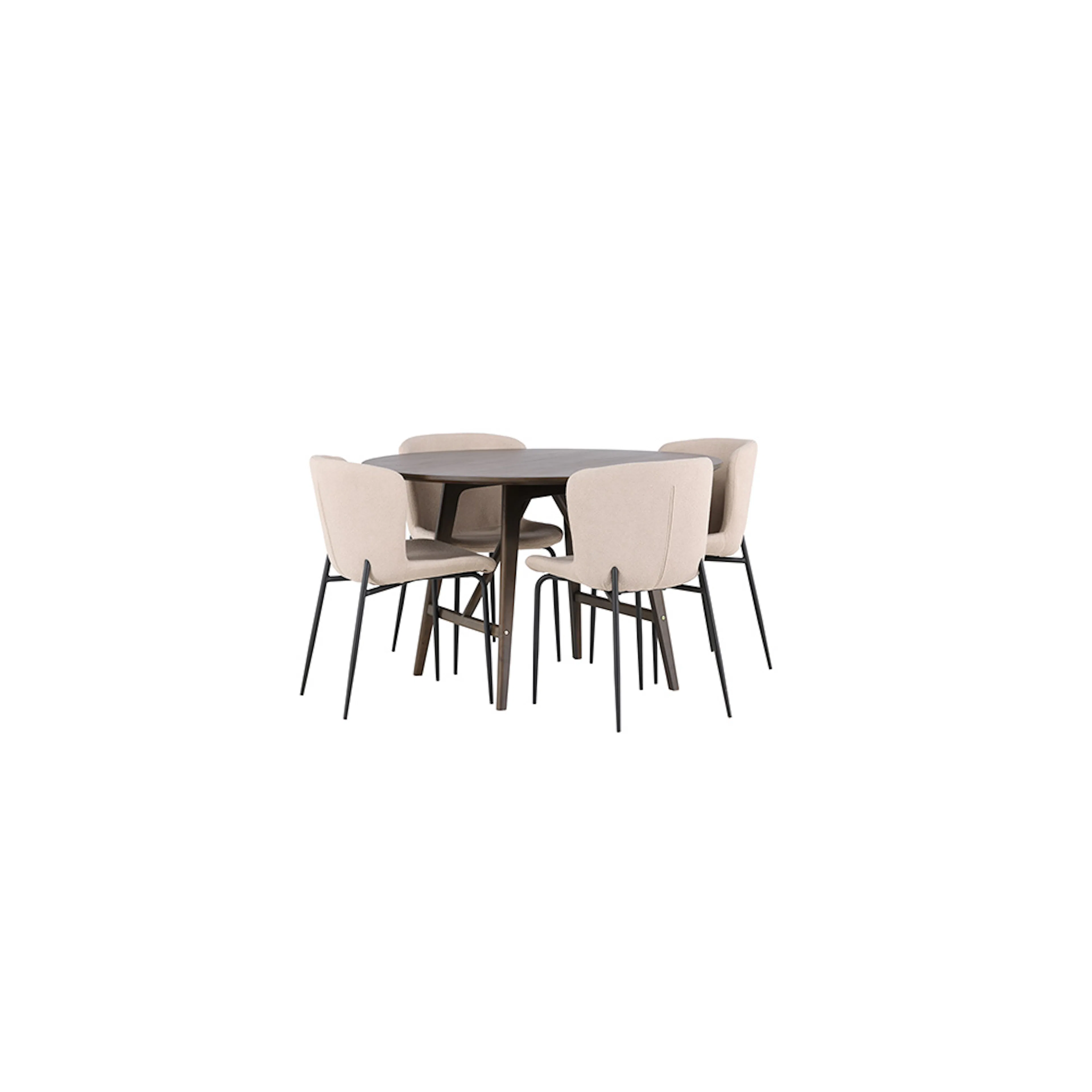 Matgrupp Venture Home Kaseidon Ø100 cm med 4 st Modesto stol Beige