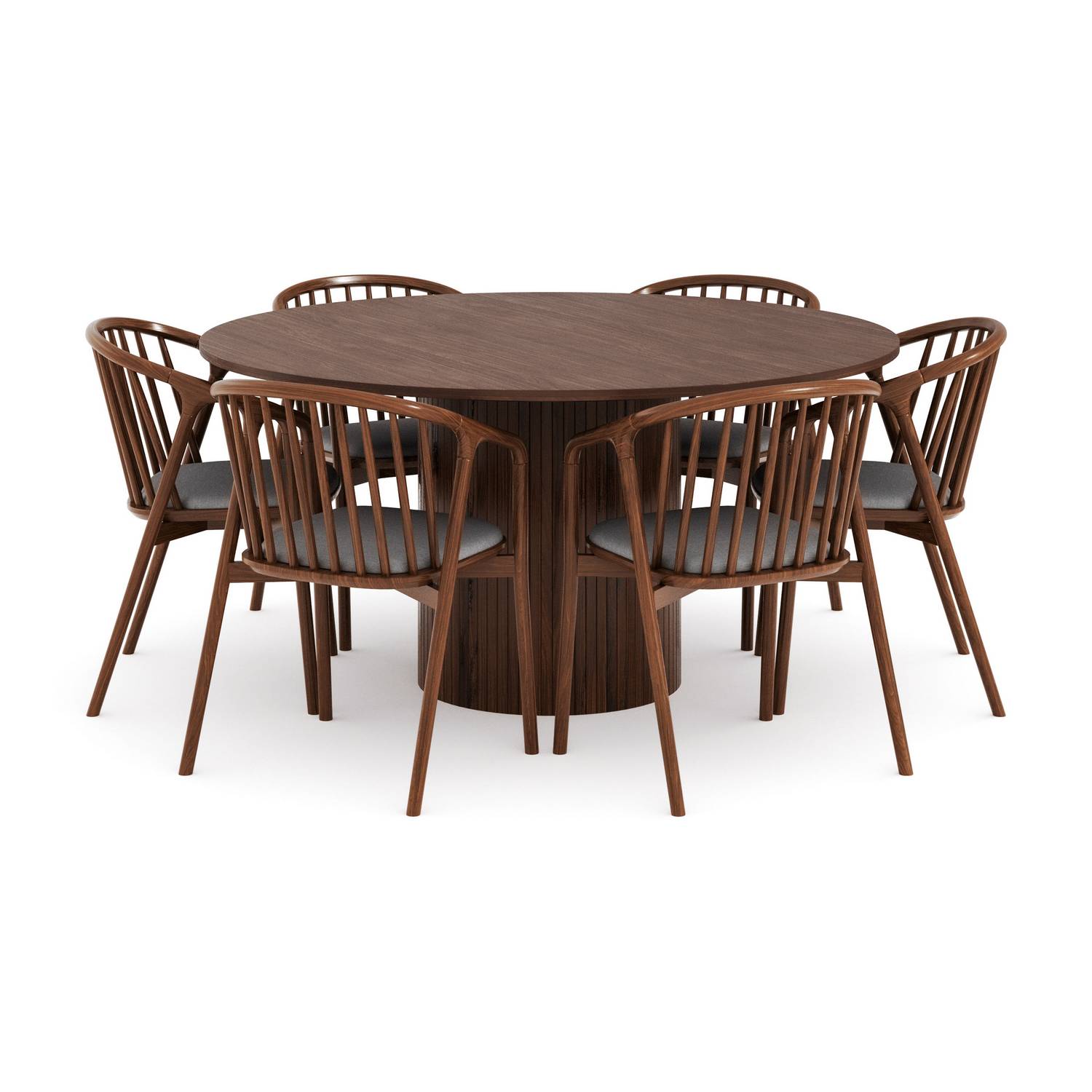 Matgrupp Bark Kopparbo Runt Matbord 150 cm med 6 Noira Matstol