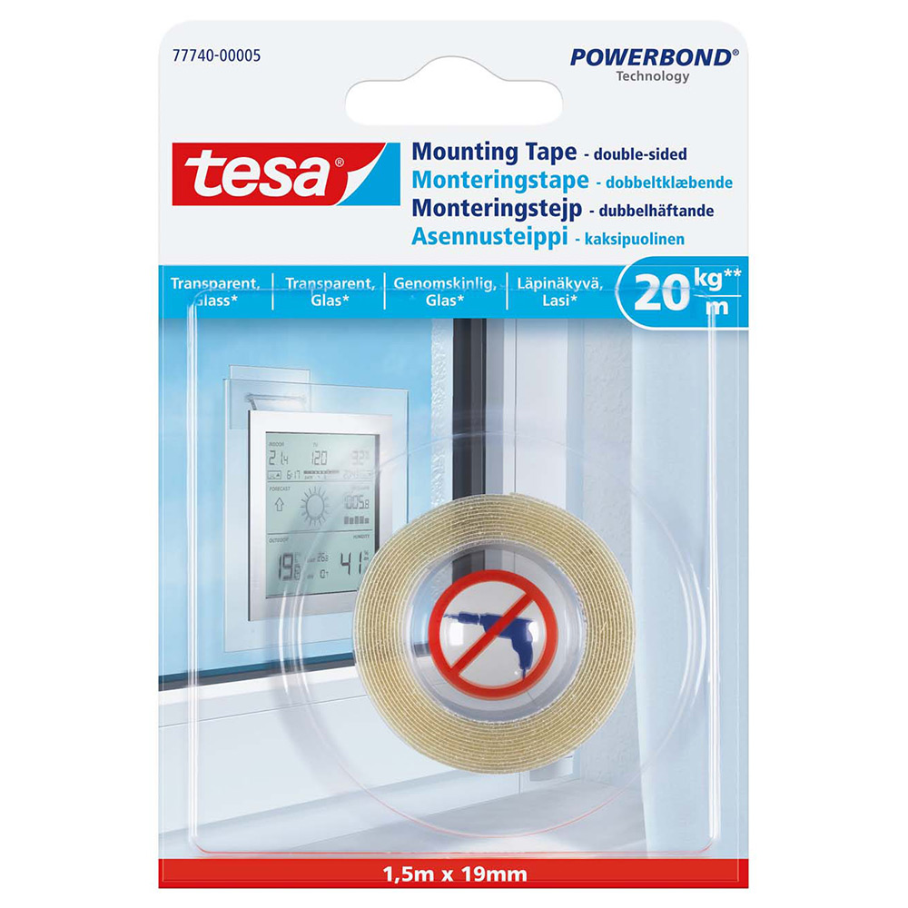 Mont.tejp Tesa Transparent 1,5M x 19 mm 20 kg