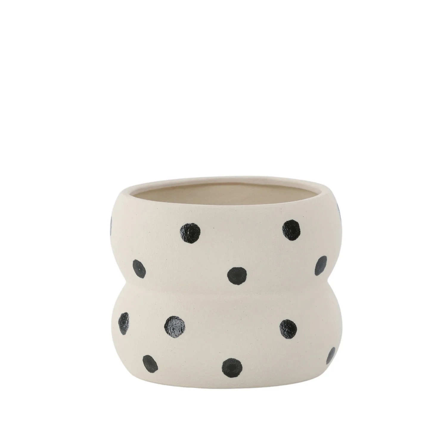 Dapne Pot - White/Black Dots - 16*16*13cm Vit/Svart