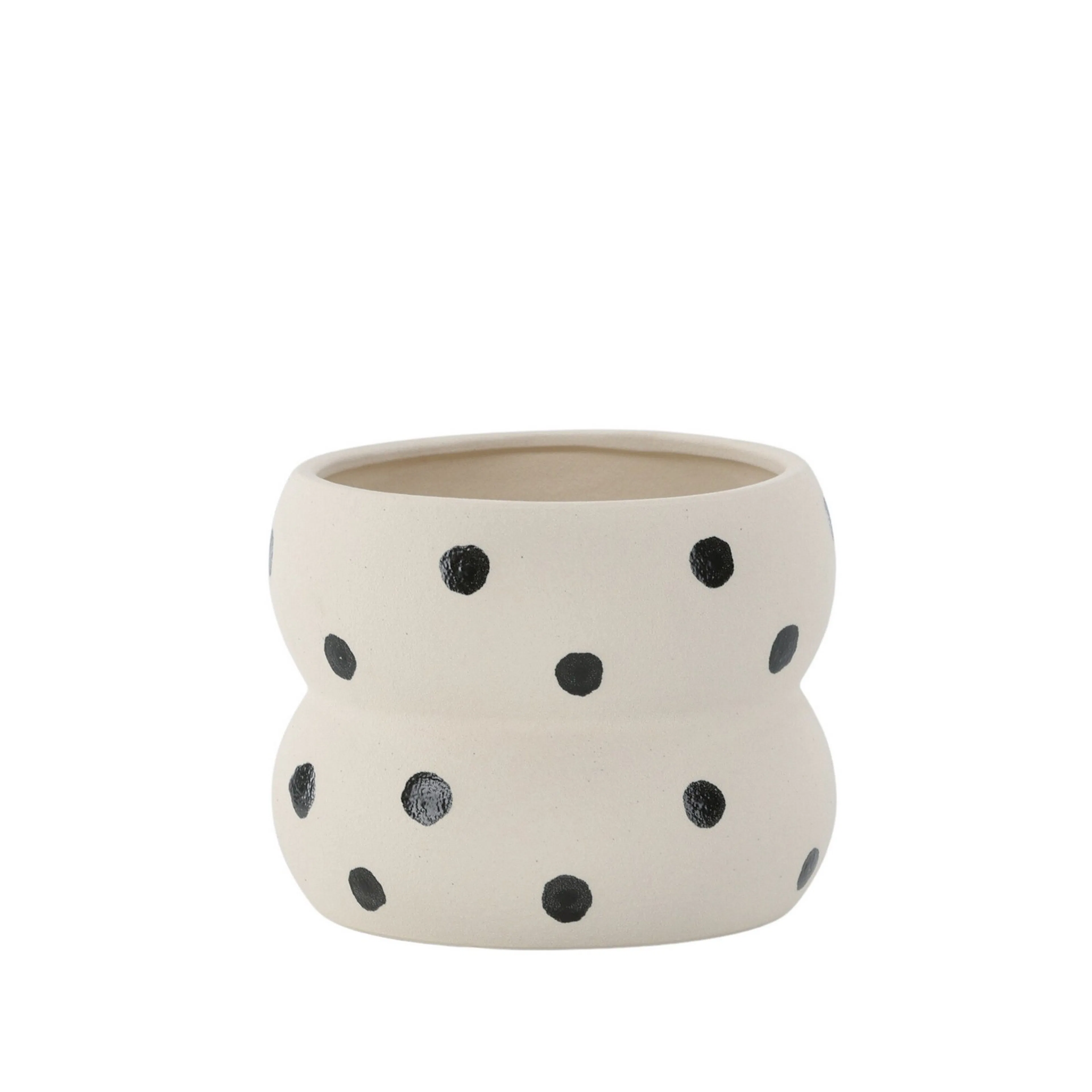Dapne Pot - White/Black Dots - 16*16*13cm Vit/Svart