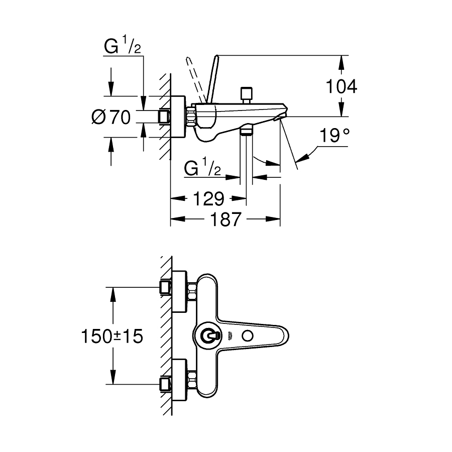 Badkarsblandare Grohe Eurodisc Joy 23431
