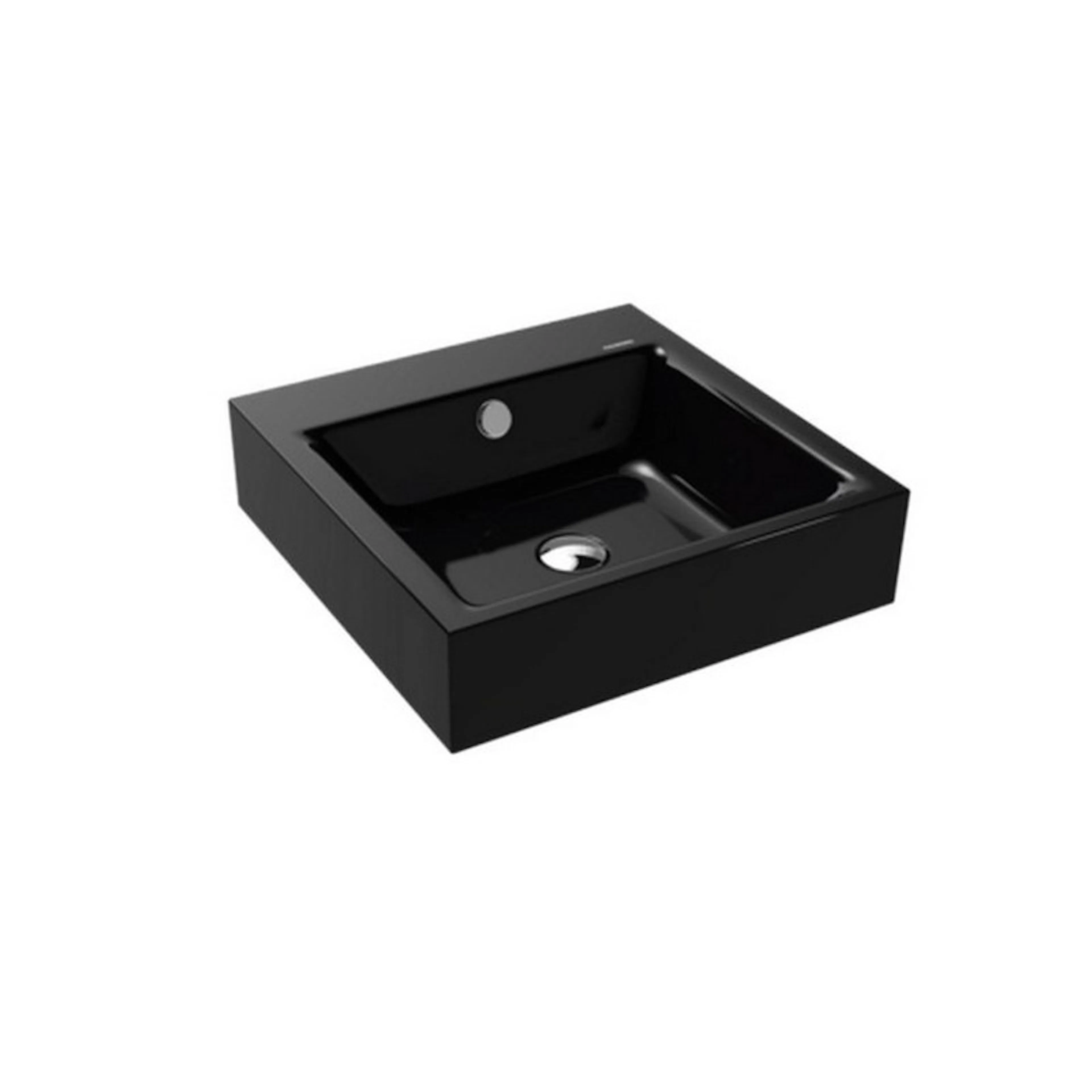 Tvättställ Vägghängd Puro Svart Blank Svart Blank, Bredd: 460 mm, Blandarhål: Nej