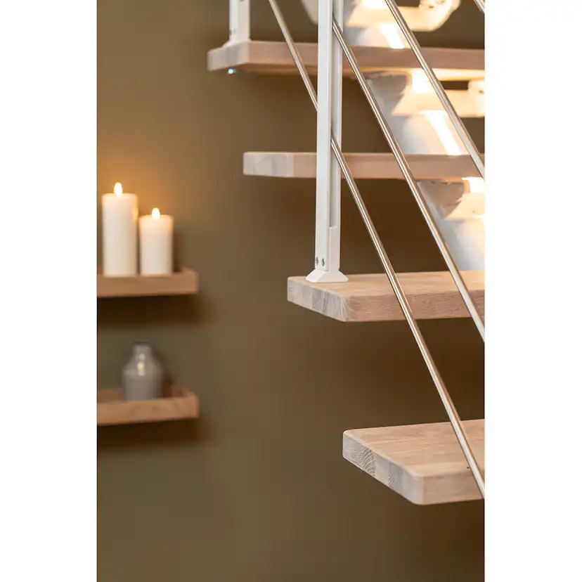 Spartrappa Dolle Sydney Ek Vit-Oljad 1/4 Design