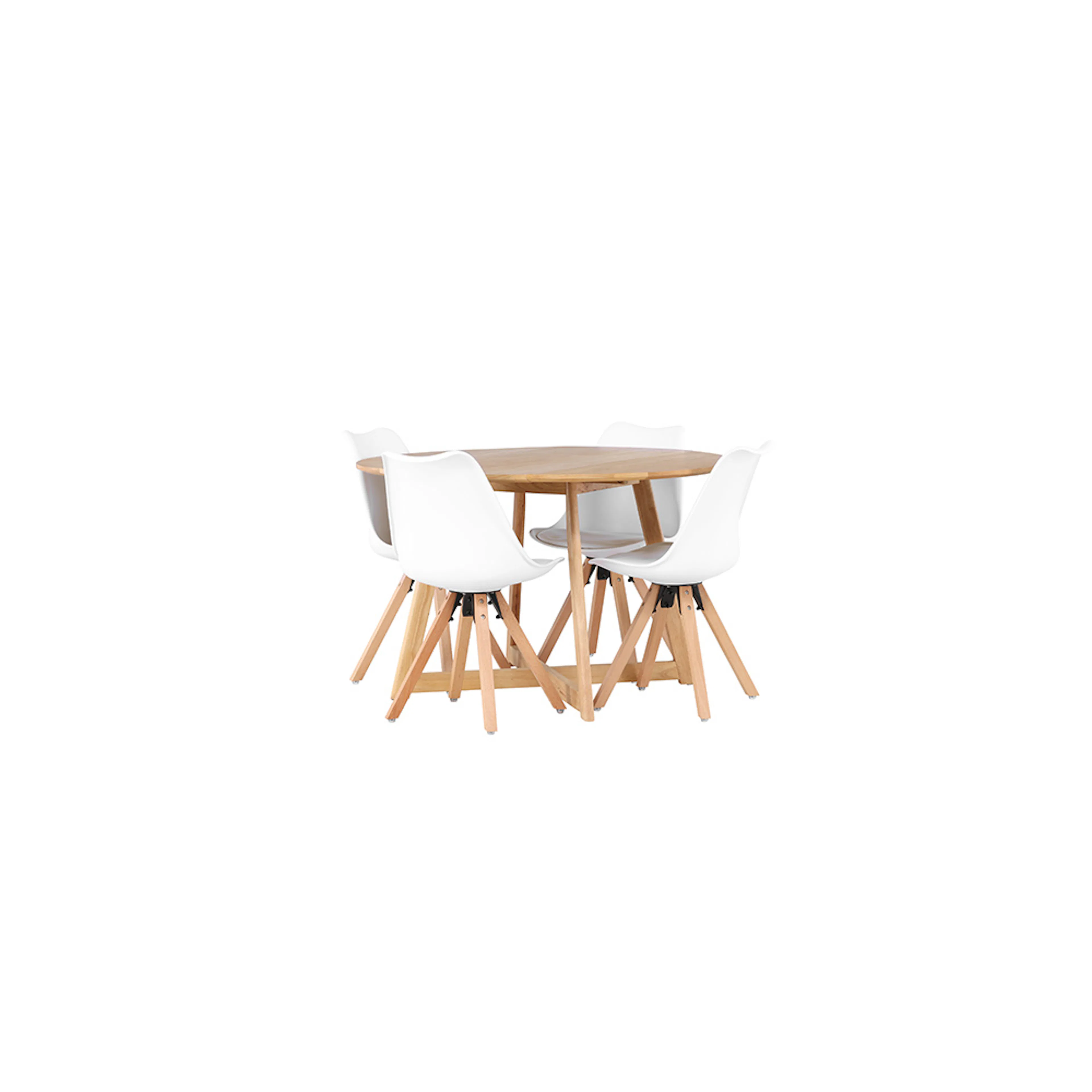 Matgrupp Venture Home Yakidon Ø120 cm med 4 st Zeno stolar Vit