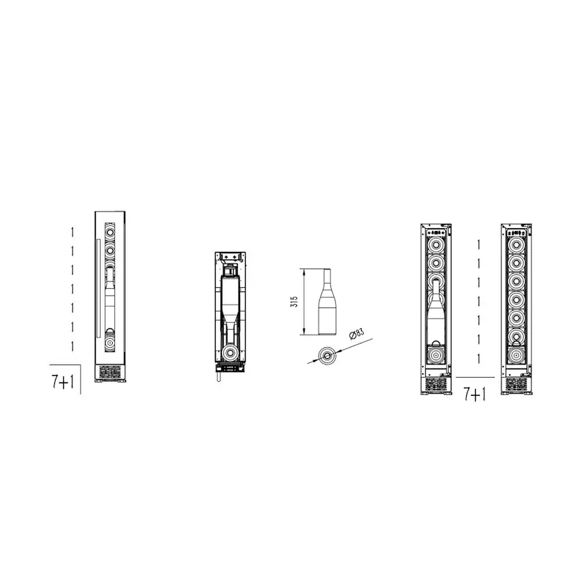 Vinkyl Cavin Arctic Collection 15S Fullglass Inbyggbar Svart med 6 Hyllor