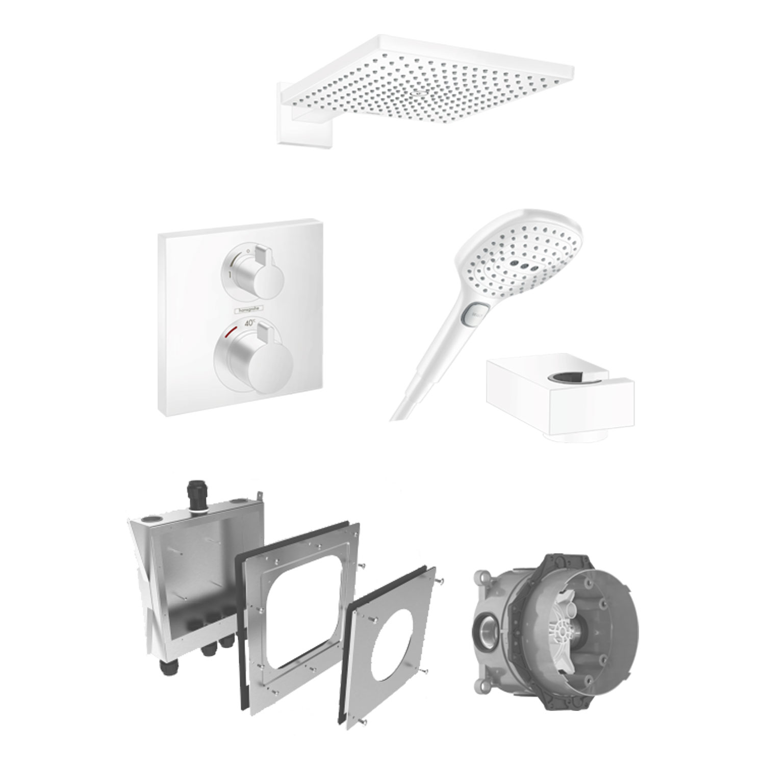 Inbyggnadspaket Dusch Hansgrohe Ecostat Matt Vit Matt Vit