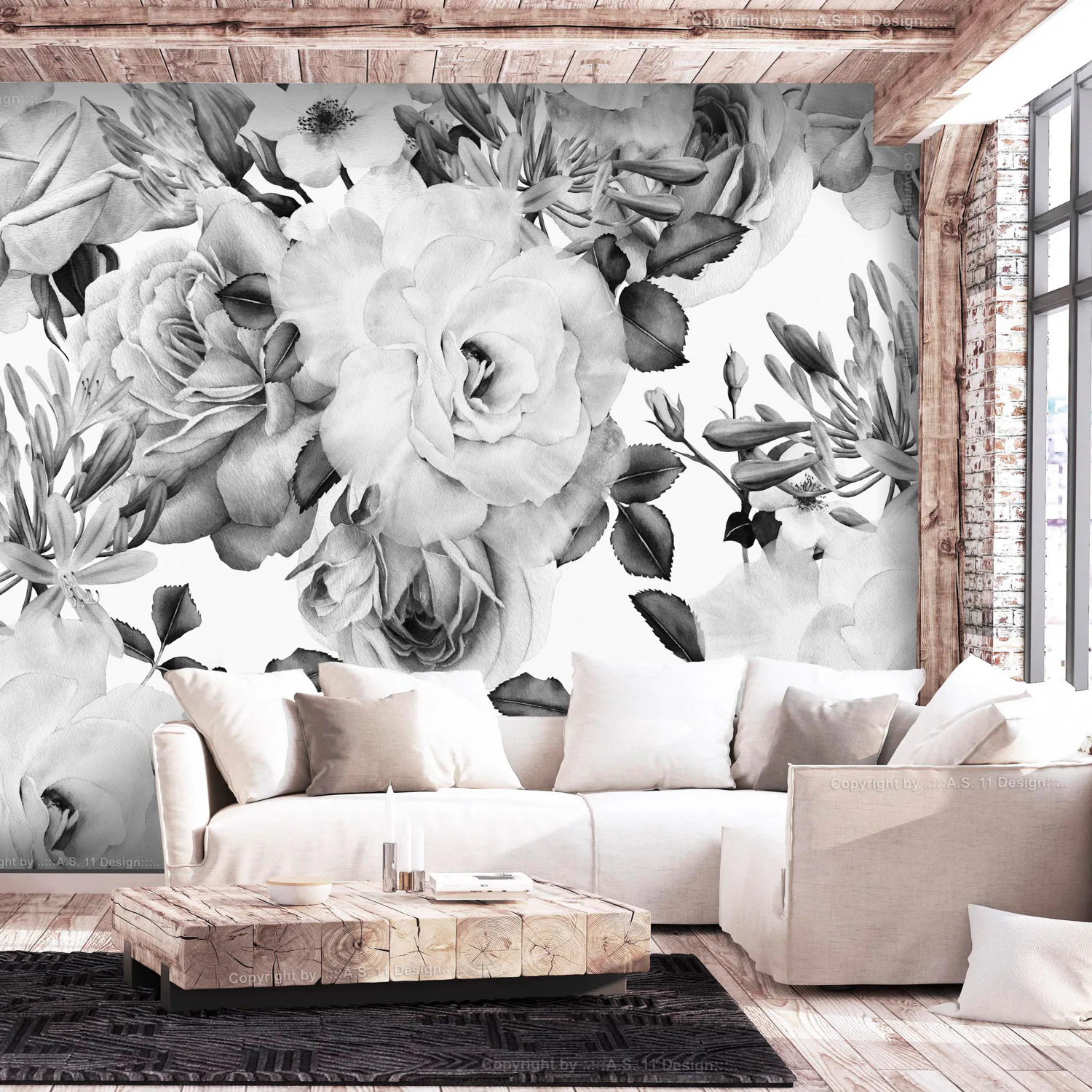 Fototapet Arkiio Sentimental Garden Svart/Vit