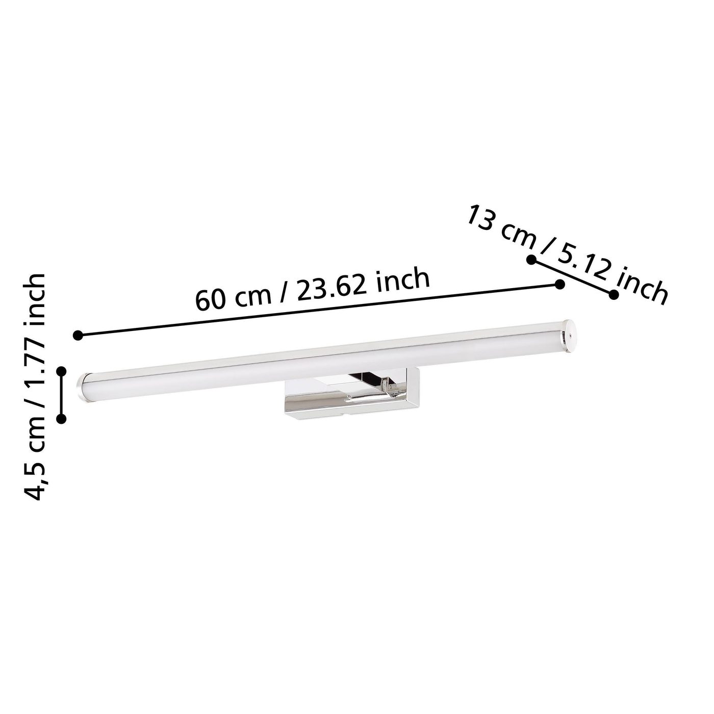LED-SPIEGELL.L-600 CHROM/WEISS 'VADUMI' 600 mm, Vit