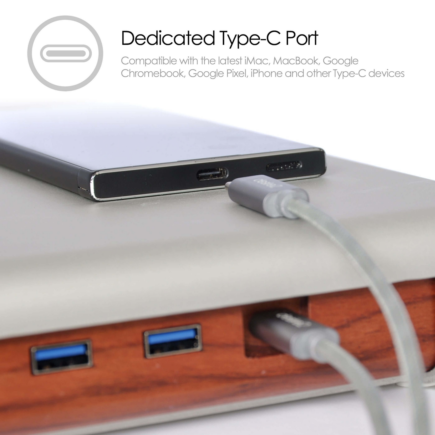 Monitorställ Desire2 Riser Universal 3X Usb-A 1X Type-C Silver