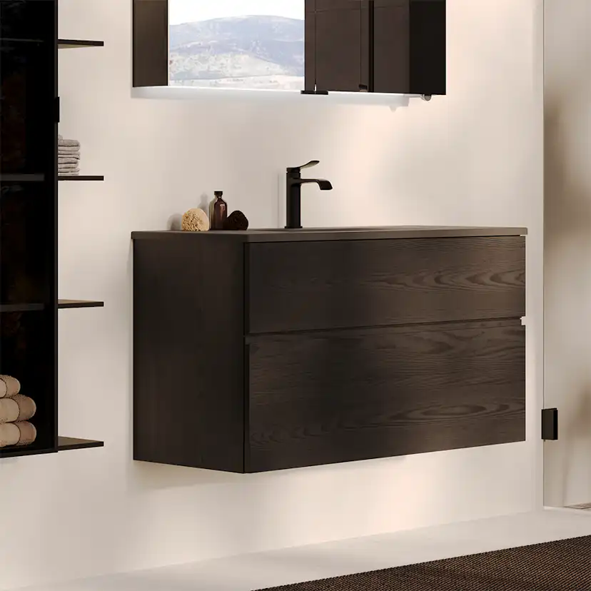Dörr Högskåp Ram 160x35 Svart matt/Klar BxH: 350 x 1600 mm, Mattsvart, Klarglas