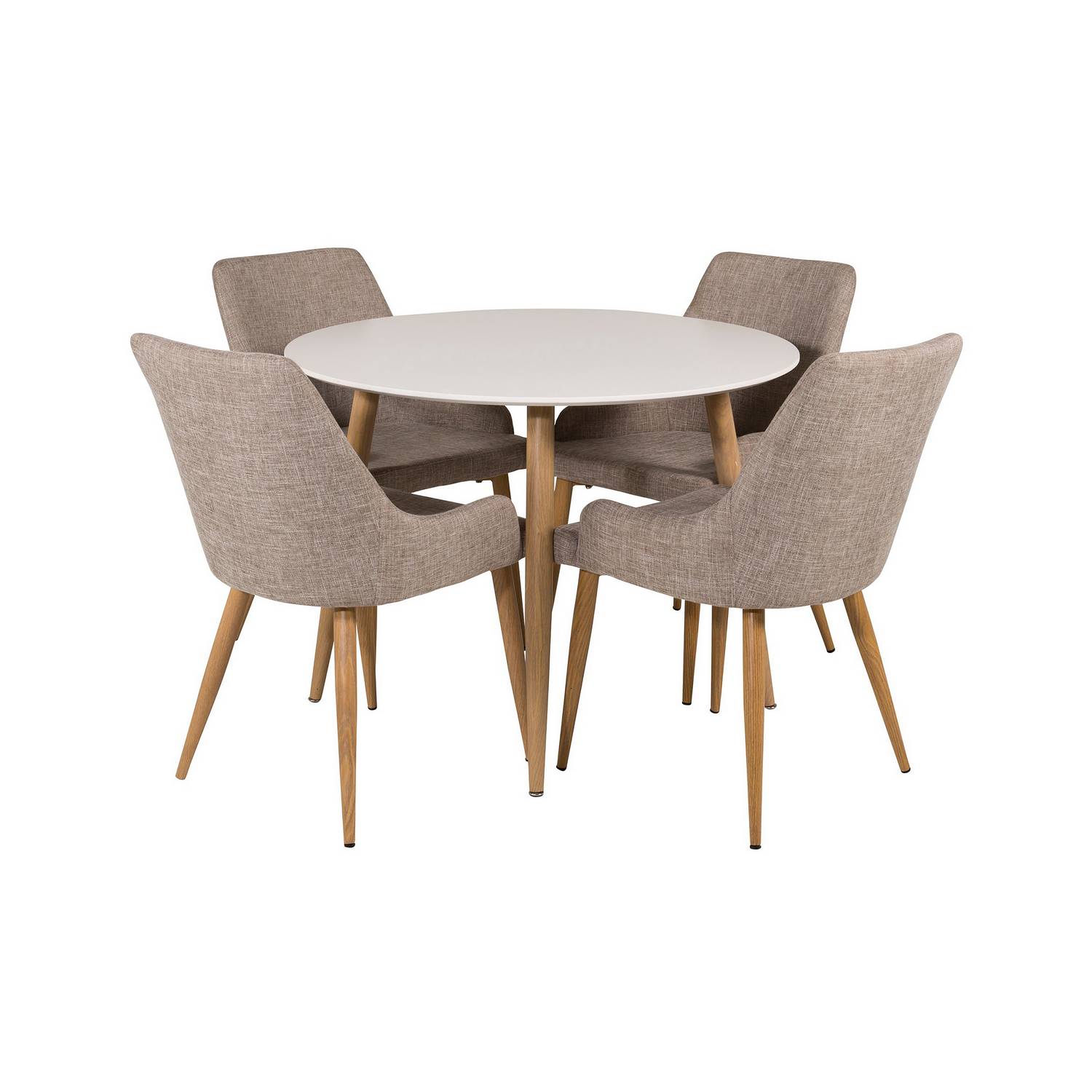 Matgrupp Basic Home Pelle Runt Matbord 100 cm med 4 Pelle Matstol