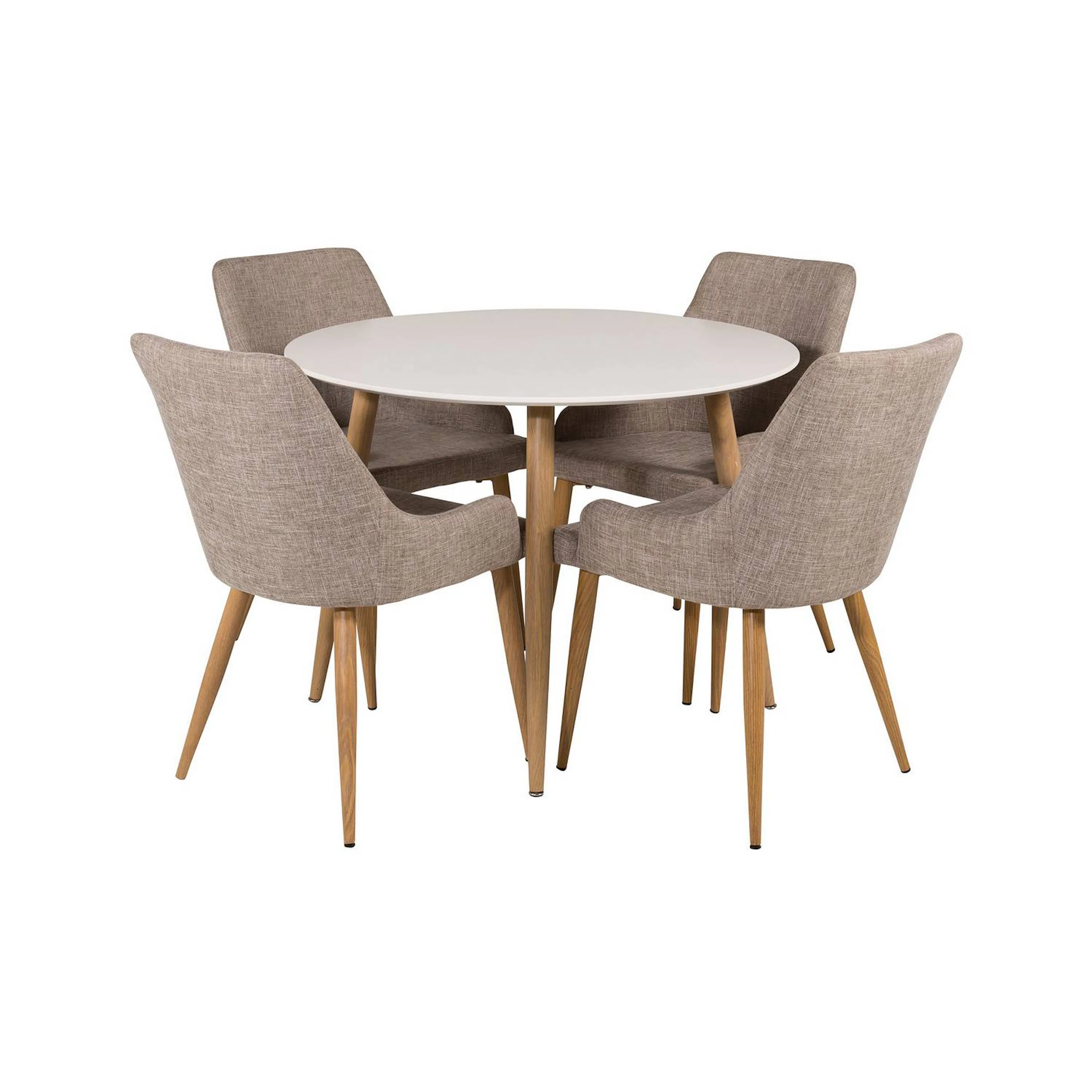Matgrupp Basic Home Pelle Runt Matbord 100 cm med 4 Pelle Matstol