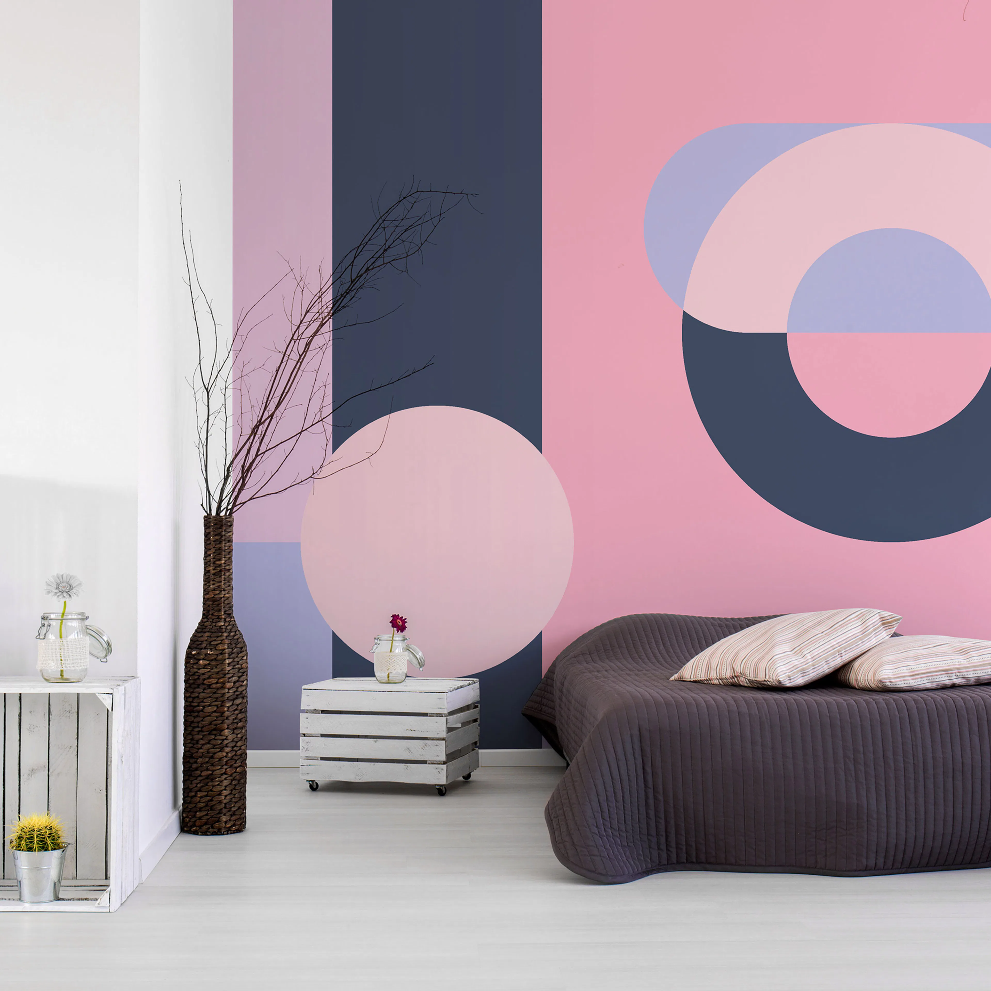 Fototapet Arkiio Självhäftande Geometric Wreath Violet