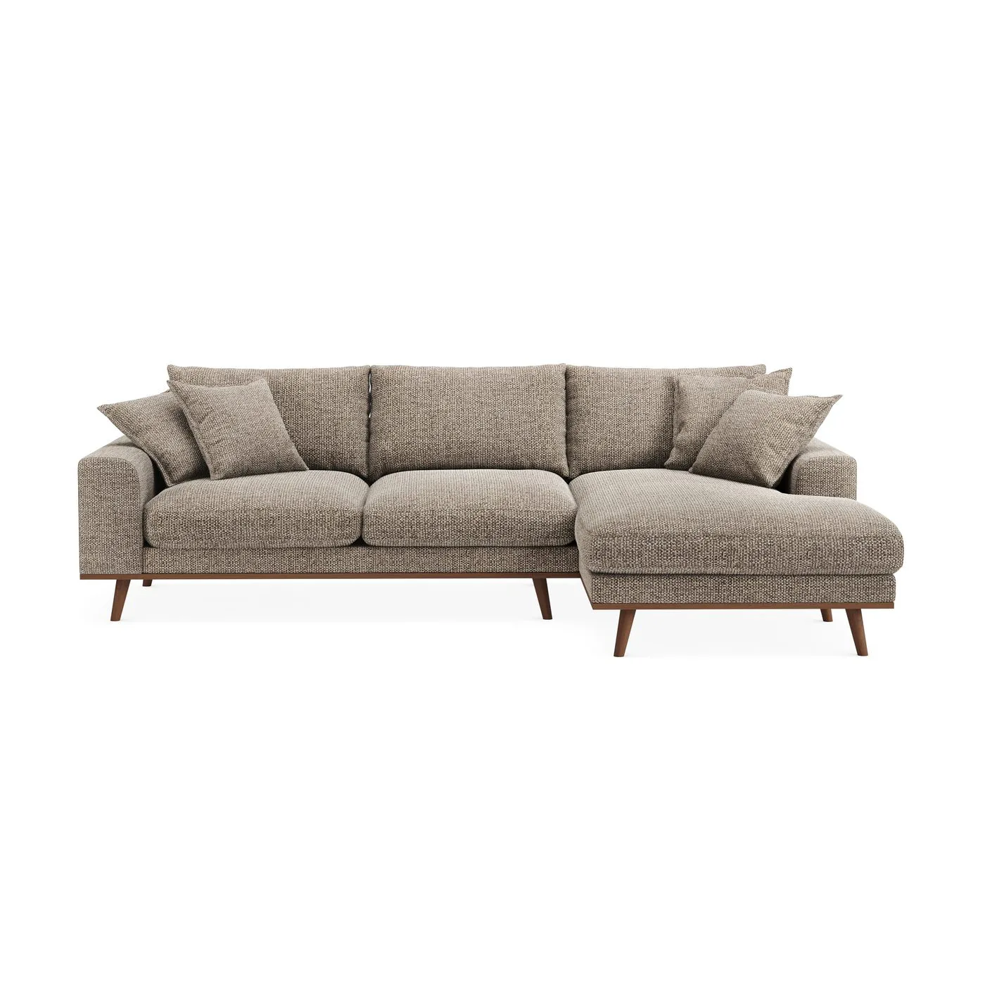 Divansoffa Scandinavian Choice Copenhagen Premium 4-sits L-formad Djup i ChenillexSilencio 19, Brun Chenille, Högervänd
