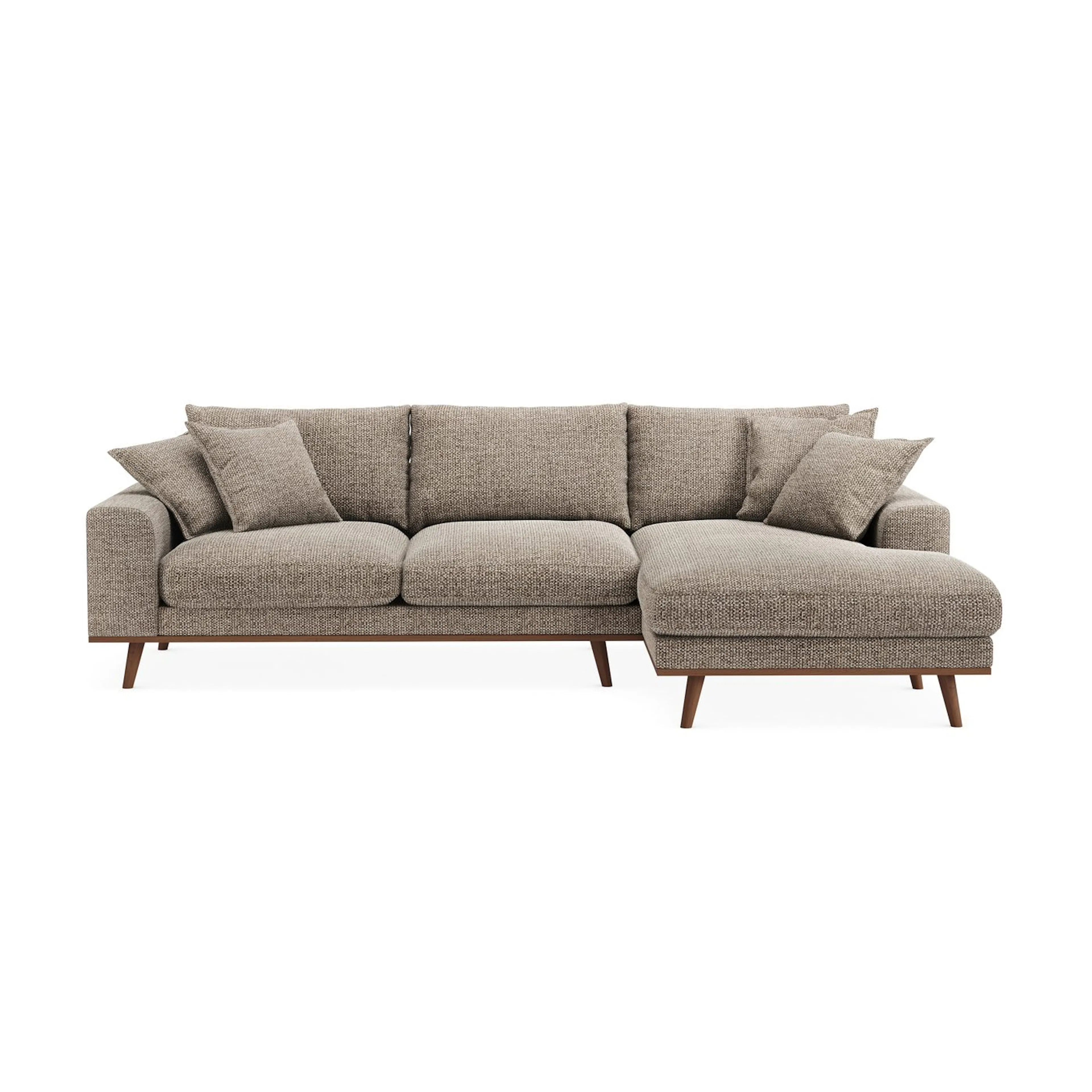 Divansoffa Scandinavian Choice Copenhagen Premium 4-sits L-formad Djup i ChenillexSilencio 19, Brun Chenille, Högervänd