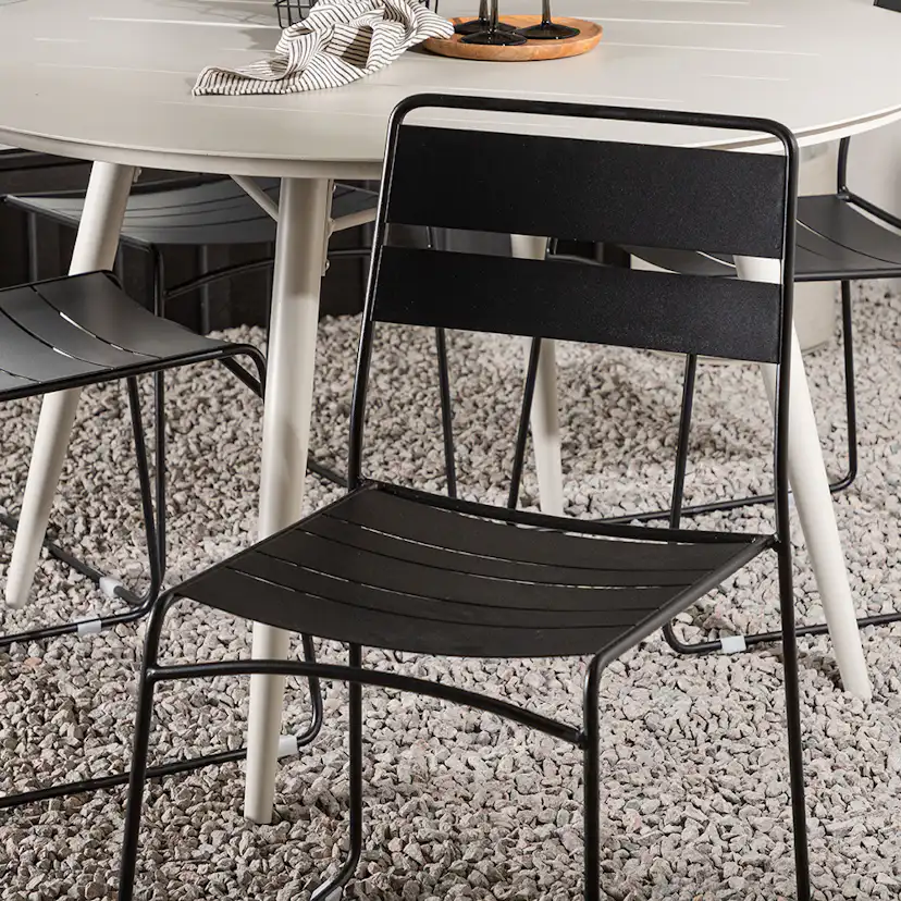 Lina Dining Table - Beige - Round 120 cm _1+ Lina Dining Cha Beige/Svart