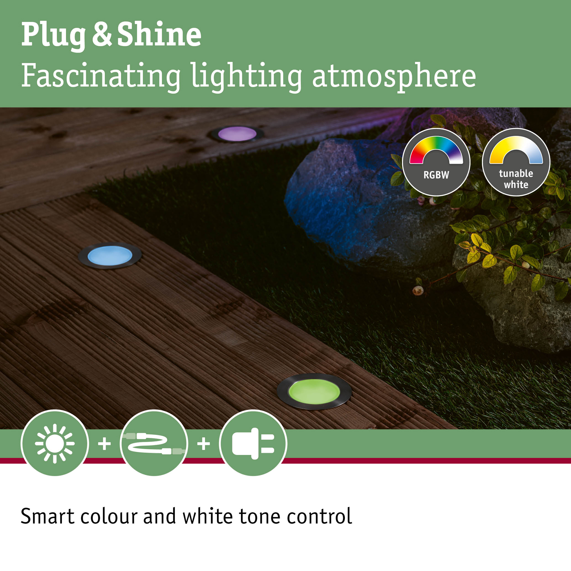 LED Infälld Markbelysning Paulmann Plug & Shine Smart Home Zigbee 3.0 Floor Profil IP67 RGBW+ 2W