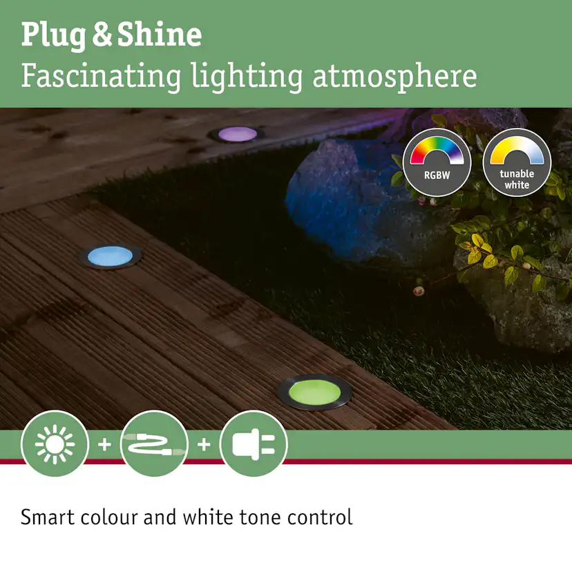 LED Infälld Markbelysning Paulmann Plug & Shine Smart Home Zigbee 3.0 Floor Profil IP67 RGBW+ 2W