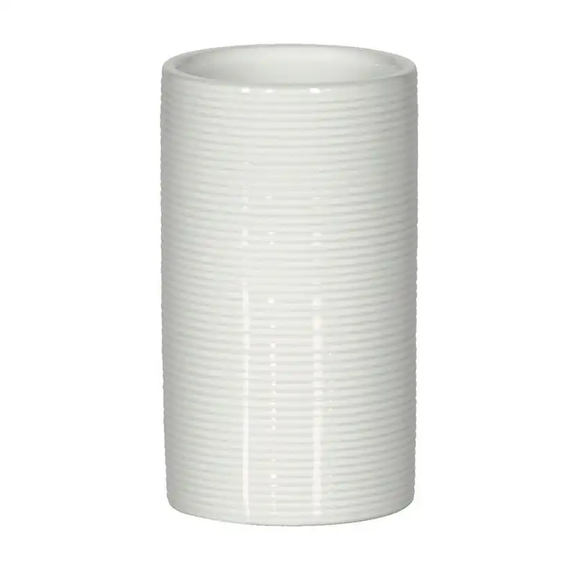Tandborstmugg Tube ribbed white Vit Ribbad