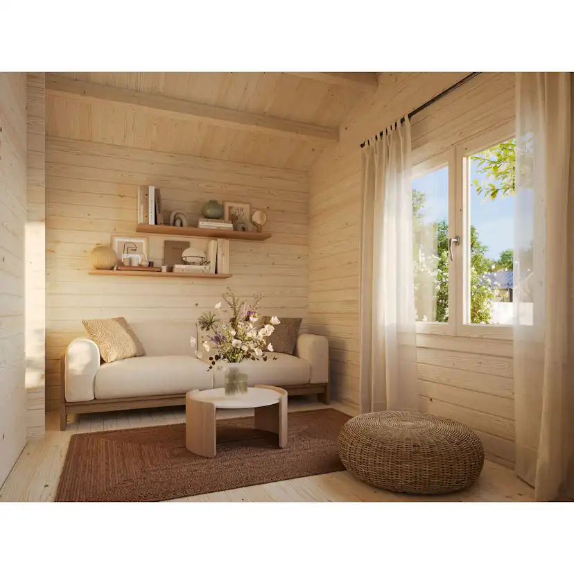 Fritidshus Palmako Sandra 38,6 m² Komplett Stuga med Altan & Sadeltak