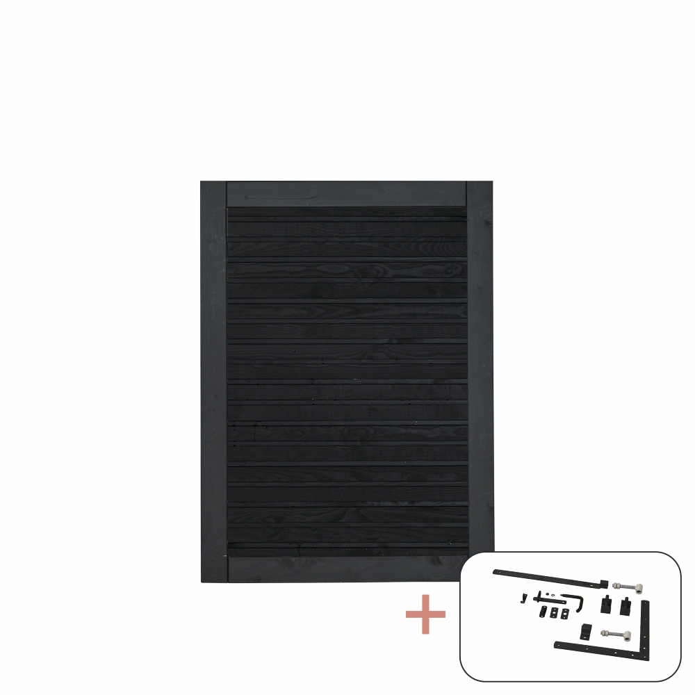 Enkelgrind PLUS Plank med Beslag PEFC 100 x 125 cm Svart