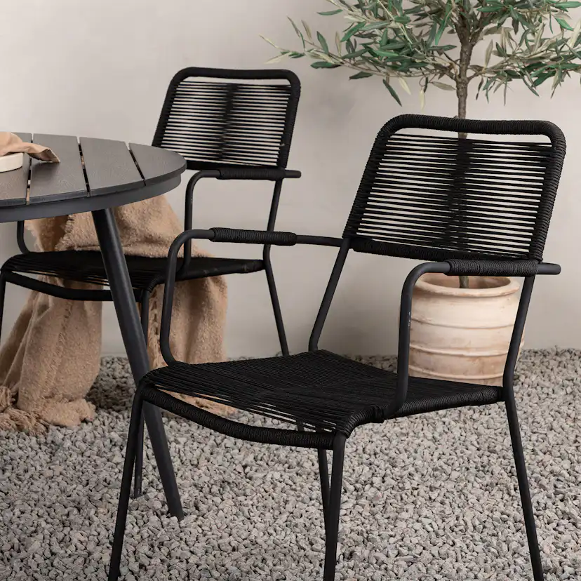 Matgrupp Venture Home Break Ø120 med 4 Lindos Karmstolar