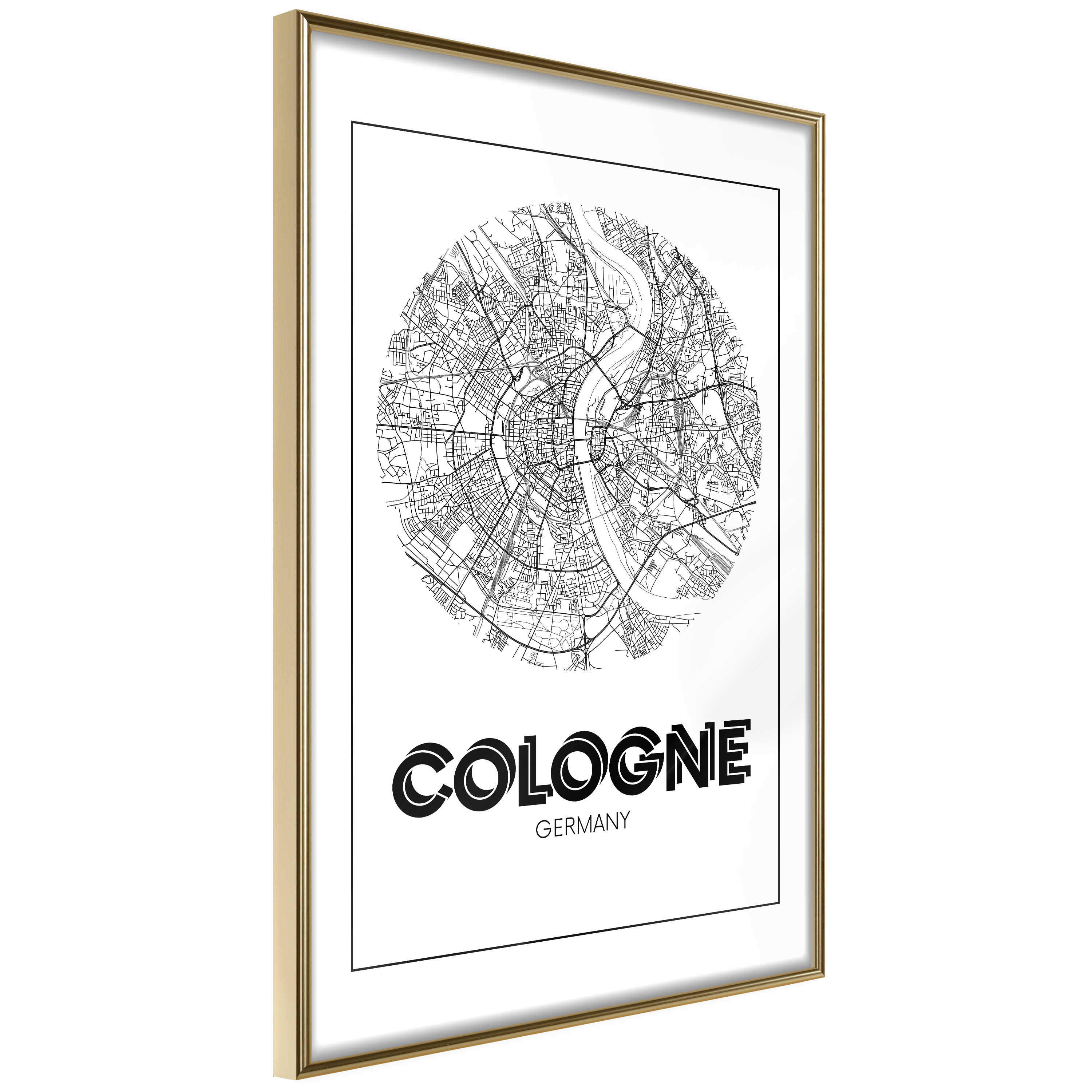 Affisch - Retro Cologne [Poster] 40x60 Guld ram, 40x60 cm