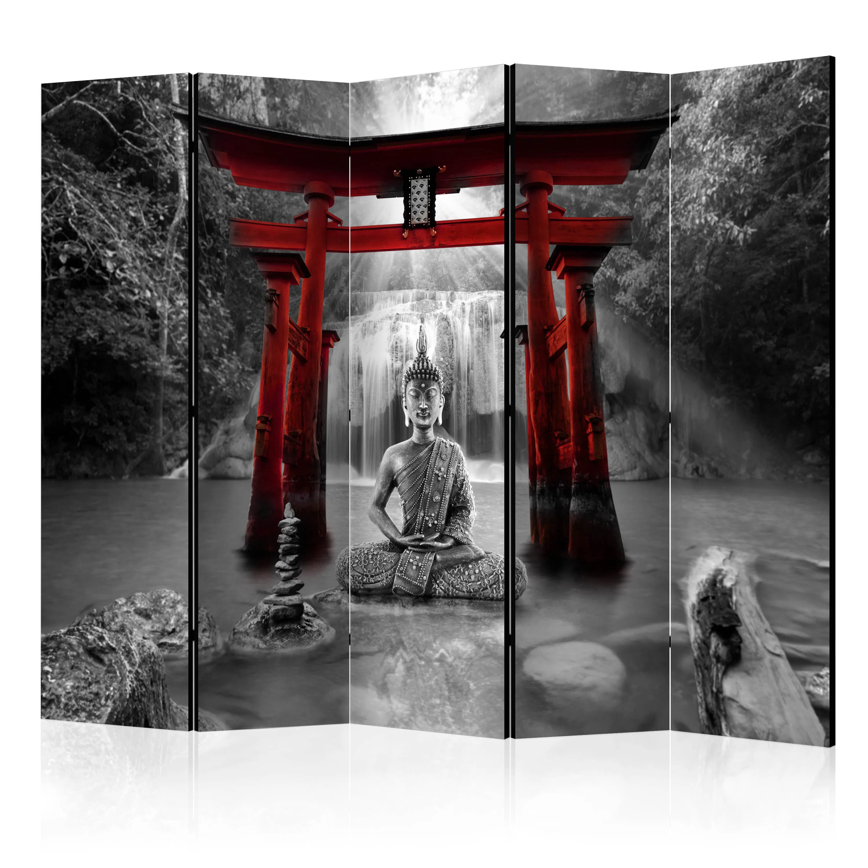 Rumsavdelare Skärmvägg Arkiio Buddha Smile Red II 225x172 cm