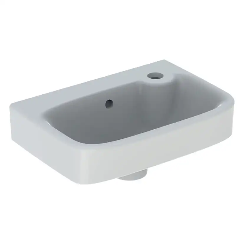 Vinta handfat asym hål: Vit/Clean, 40x28cm, hål: V, Överfyll Kranhål Vänster