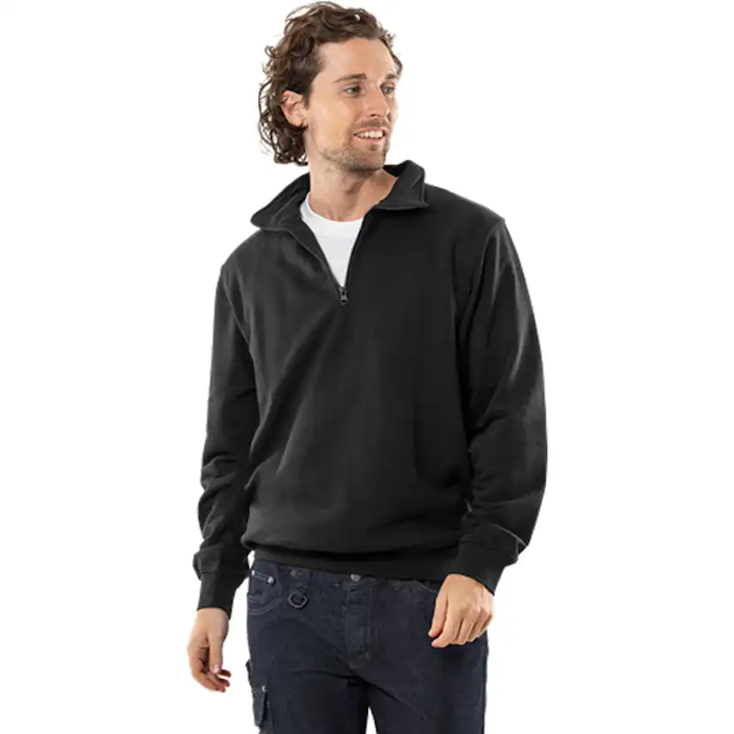 SWEATSHIRT KORT ZIP 1737 SWB Färg: Svart, Storlek: M