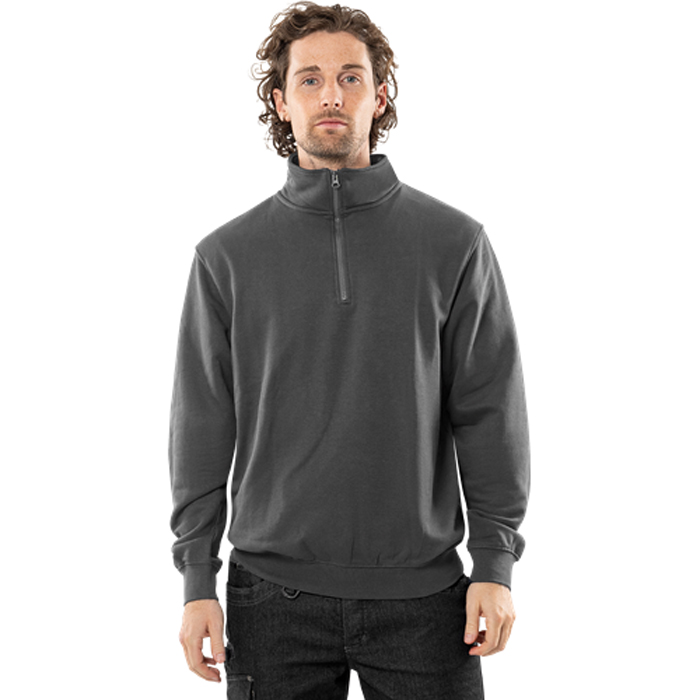 SWEATSHIRT KORT ZIP 1737 SWB Färg: Mörkgrå, Storlek: XS