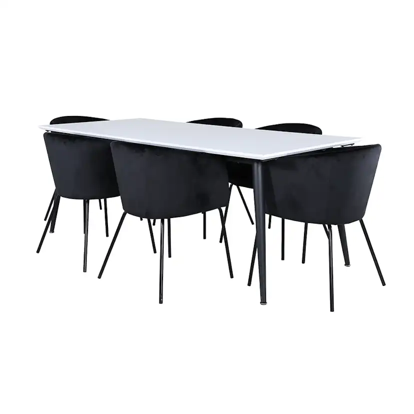 Matgrupp Venture Home Jolie med 6 Bergen Stolar Sammet
