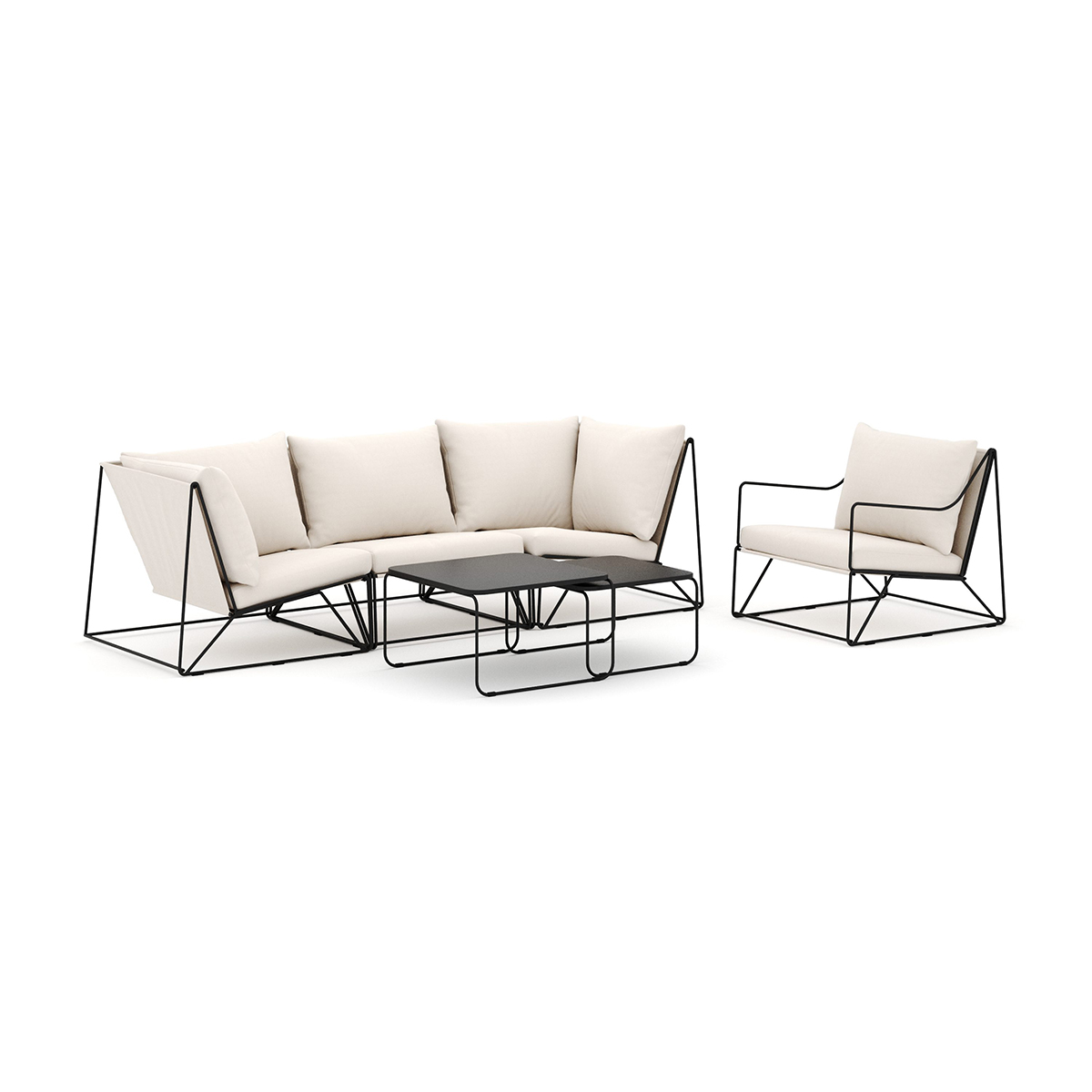 Loungesoffa Comfort Garden Usteryd utomhus rak 4-sits soffa med fåtölj