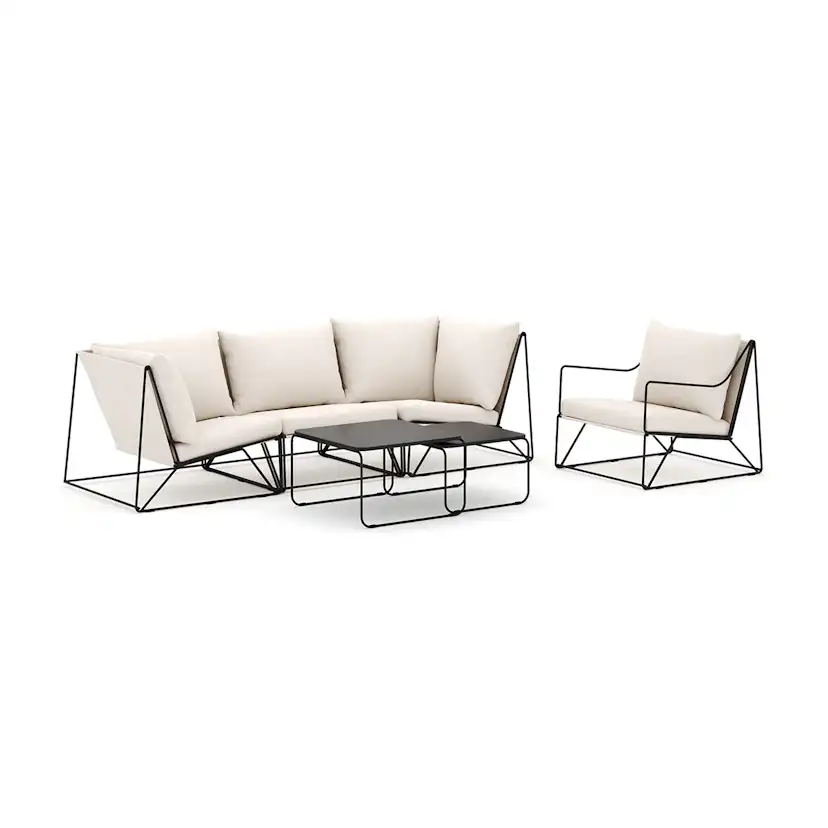 Loungesoffa Comfort Garden Usteryd utomhus rak 4-sits soffa med fåtölj